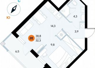 Продаю однокомнатную квартиру, 38.8 м2, Крым