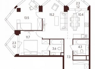 Продается двухкомнатная квартира, 68.4 м2, Москва