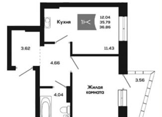 Продажа однокомнатной квартиры, 36.9 м2, Новосибирск, метро Студенческая, улица Титова, 48