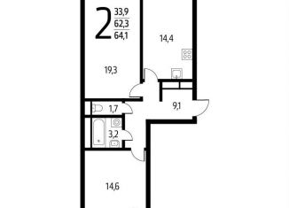 2-ком. квартира на продажу, 64.1 м2, Москва, СНТ Родник, 203