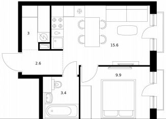 Продажа однокомнатной квартиры, 34.5 м2, Москва, улица Ивана Франко, 20к3, район Кунцево