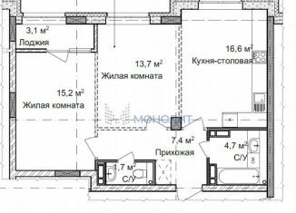 Продам двухкомнатную квартиру, 60.9 м2, Нижний Новгород, Большая Печёрская улица, 89, Нижегородский район