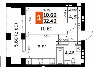 Продается однокомнатная квартира, 32.5 м2, деревня Митькино