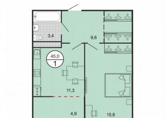 Продам однокомнатную квартиру, 45 м2, Георгиевск