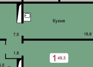 Продаю 1-комнатную квартиру, 49.3 м2, Красноярск, Кировский район