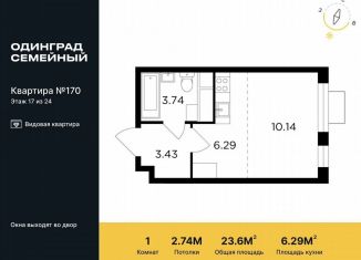 Продается квартира студия, 23.6 м2, Одинцово, микрорайон Клубничное Поле, 5