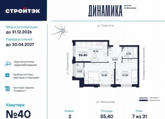 Продаю 2-ком. квартиру, 55.4 м2, Екатеринбург, улица Малышева, 145, Кировский район