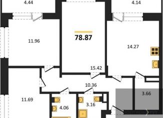 3-комнатная квартира на продажу, 78.9 м2, Воронеж, Коминтерновский район, Электросигнальная улица, 9А