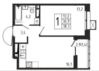 Продам 1-комнатную квартиру, 38.3 м2, Химки