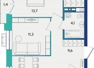 Продажа 2-комнатной квартиры, 58.3 м2, Татарстан