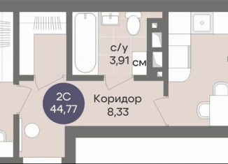 2-комнатная квартира на продажу, 44.8 м2, Новосибирск, Рубиновая улица, 13, Советский район