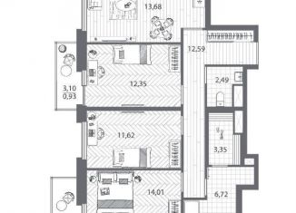 Продам 3-ком. квартиру, 77 м2, Санкт-Петербург, набережная реки Каменки, 15к3, метро Озерки