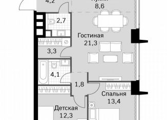 Продам 2-ком. квартиру, 71.7 м2, Москва, САО