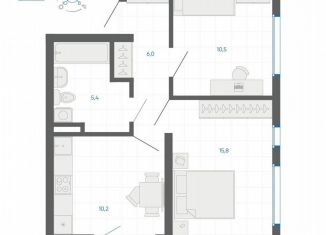 Продается 2-ком. квартира, 49.3 м2, Екатеринбург, 12-й квартал, 6, метро Чкаловская