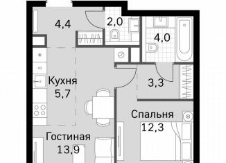 1-комнатная квартира на продажу, 45.6 м2, Москва, САО