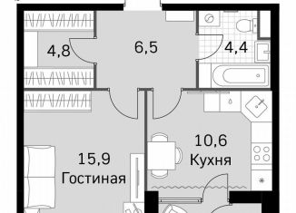 1-комнатная квартира на продажу, 43.9 м2, Москва, Строительный проезд, 9с9, район Покровское-Стрешнево