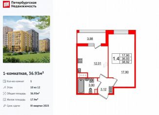 Продается однокомнатная квартира, 36.9 м2, Санкт-Петербург