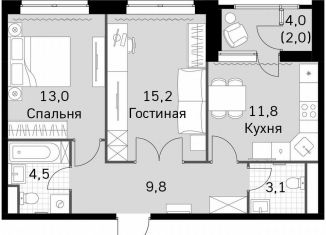 Продается 2-ком. квартира, 59.4 м2, Москва, Строительный проезд, 9с9, район Покровское-Стрешнево