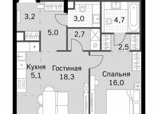 Продам 1-ком. квартиру, 60.5 м2, Москва, метро Хорошёвская