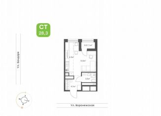 Квартира на продажу студия, 28.3 м2, Хабаровск, Воронежская улица, 171