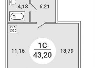 Продам однокомнатную квартиру, 43.2 м2, Новосибирск, метро Студенческая, Оловозаводская улица, 6/1