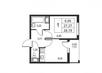 Продажа 1-комнатной квартиры, 28.8 м2, Бугры