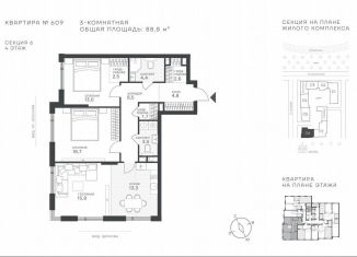 Продаю трехкомнатную квартиру, 88.8 м2, Москва, Крылатская улица, 33к1, метро Строгино