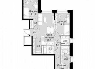 Продаю трехкомнатную квартиру, 87.5 м2, Москва, Строительный проезд, 9с9, метро Тушинская