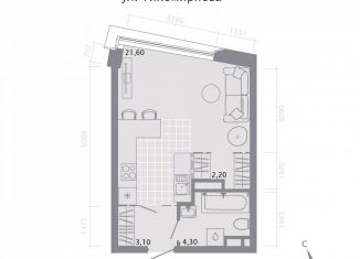 Продажа квартиры студии, 31.2 м2, Казань, улица Калинина, 1Б, Вахитовский район