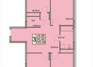 Продам 3-ком. квартиру, 105.6 м2, Ярославль, Чернопрудная улица, 2