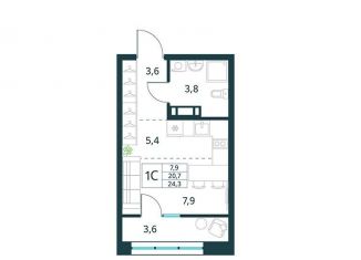 Квартира на продажу студия, 24.3 м2, Забайкальский край, микрорайон Хороший, 15