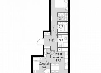 Продается 2-ком. квартира, 58.4 м2, Москва, Строительный проезд, 9с9, метро Тушинская