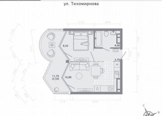 1-ком. квартира на продажу, 37.5 м2, Татарстан, улица Калинина, 1Б