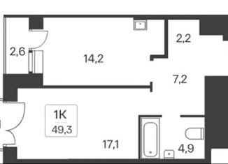 Продам 1-ком. квартиру, 49.3 м2, Новосибирск, метро Заельцовская