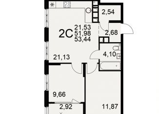 Продается двухкомнатная квартира, 53.4 м2, Рязань, Московский район