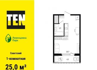 Продажа однокомнатной квартиры, 25 м2, Ростов-на-Дону, улица Ткачёва, 9/1, Советский район