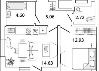 Продается однокомнатная квартира, 41.7 м2, Санкт-Петербург, проспект Маршала Блюхера, 11к3