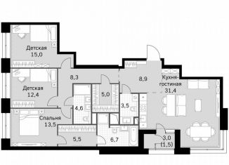 Продаю 3-ком. квартиру, 116.4 м2, Москва, метро Тушинская, Строительный проезд, 9с9