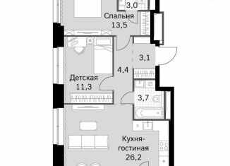 Продается 2-ком. квартира, 67.1 м2, Москва, Строительный проезд, 9с9, метро Тушинская