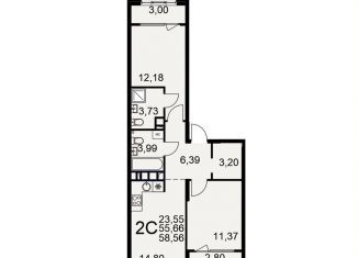 Продаю 2-комнатную квартиру, 58.6 м2, Рязань, Московский район