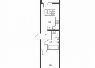 Продажа 1-ком. квартиры, 36.6 м2, городской посёлок имени Свердлова