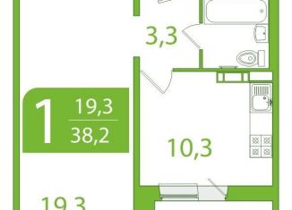 1-ком. квартира на продажу, 38.3 м2, Томск, Октябрьский район, улица Пришвина, 46