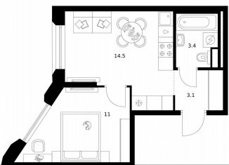 Продается 1-ком. квартира, 32 м2, Москва, жилой комплекс Москворечье, 1.3, район Москворечье-Сабурово