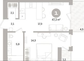 Продажа 1-комнатной квартиры, 44.4 м2, Санкт-Петербург, муниципальный округ Морской