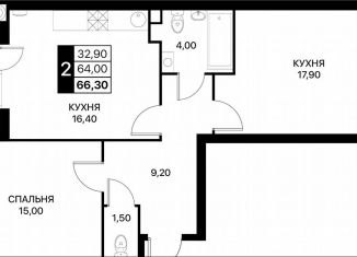 Продаю 2-ком. квартиру, 66.3 м2, Ростов-на-Дону