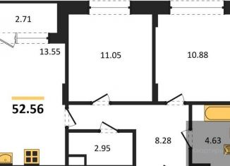 Продается 2-ком. квартира, 52.6 м2, Воронеж, Левобережный район