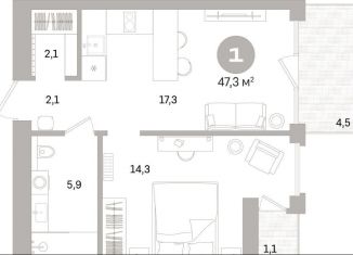 1-ком. квартира на продажу, 44.4 м2, Санкт-Петербург, Василеостровский район