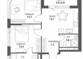 Продается 2-ком. квартира, 58.4 м2, Москва, проезд Невельского, 6к2, метро Авиамоторная