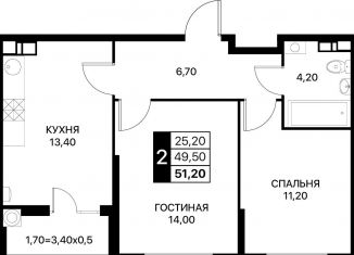 Продаю двухкомнатную квартиру, 51.2 м2, Ростов-на-Дону, Первомайский район