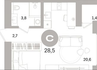 Квартира на продажу студия, 28.5 м2, Санкт-Петербург, метро Приморская